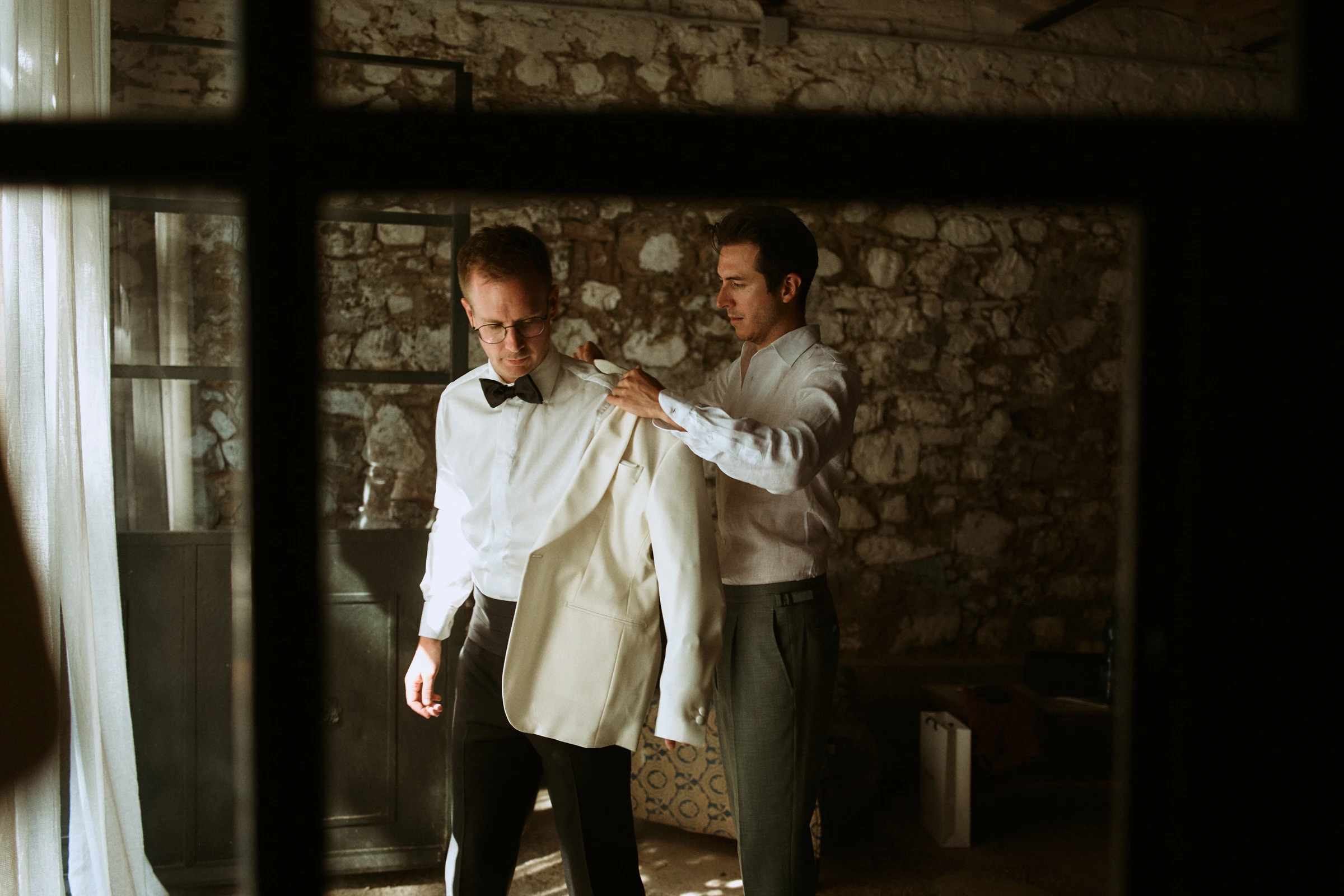 Getting Ready - Groom getting ready in Tuscany