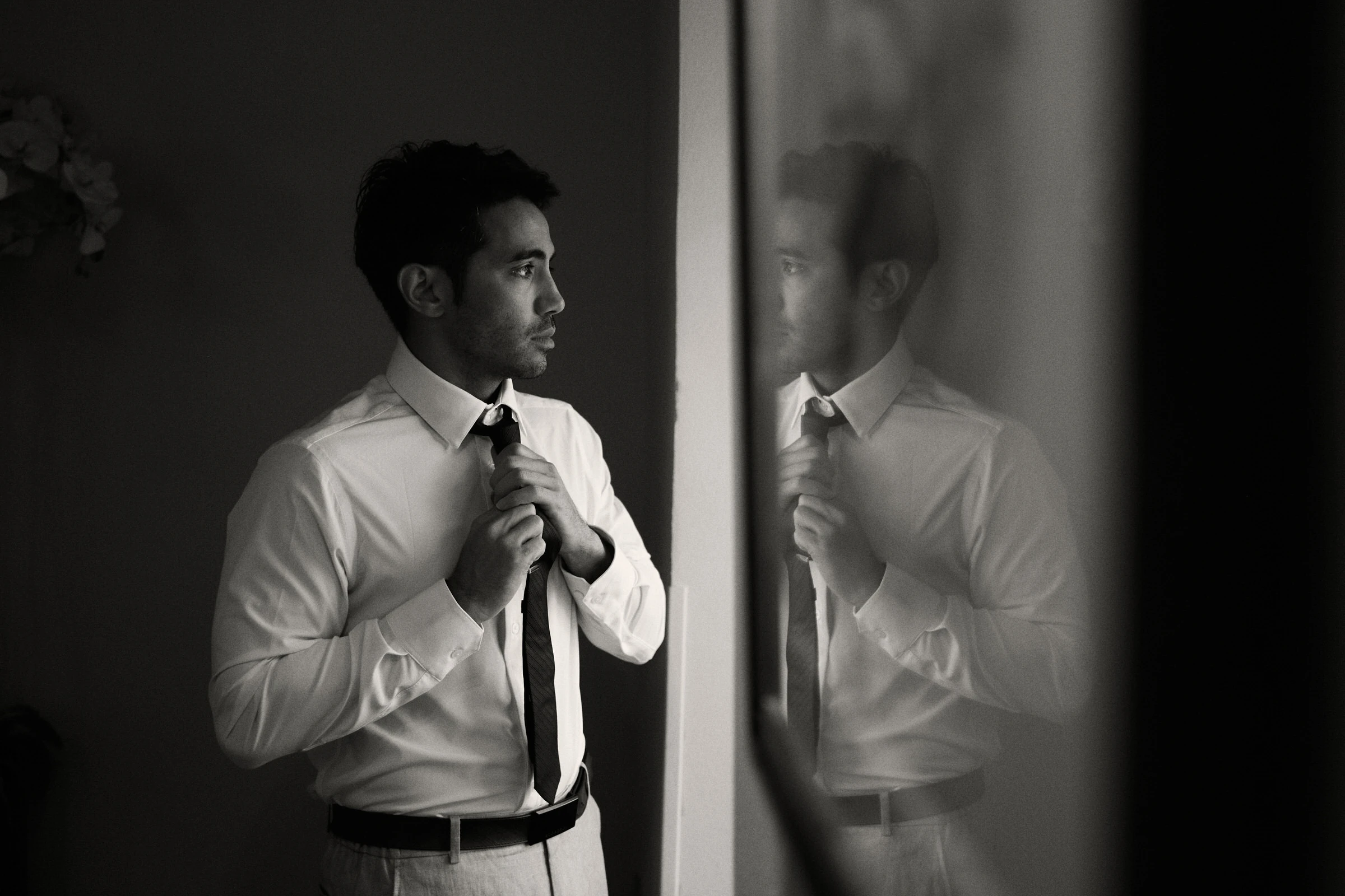 Groom getting ready - Groom getting ready at Borgo Argiano, Tuscany